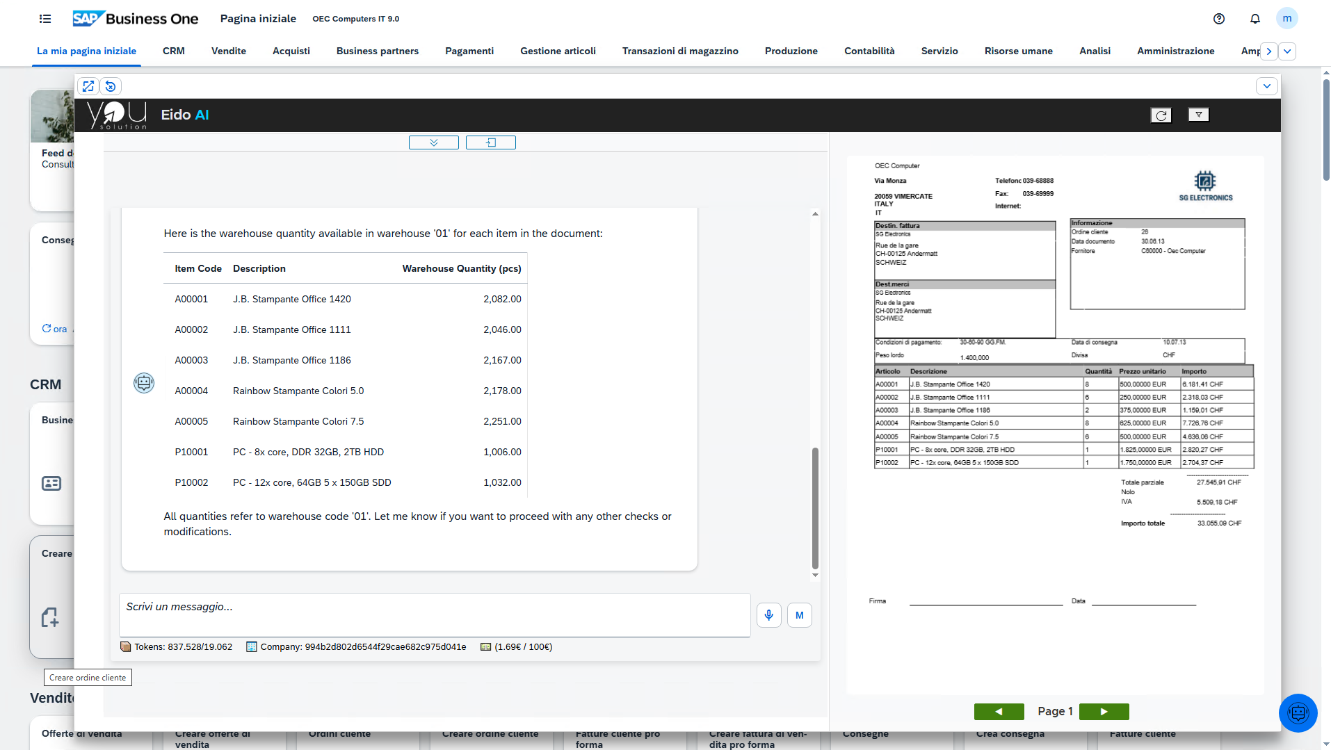 Additional EIDO Dashboard interface